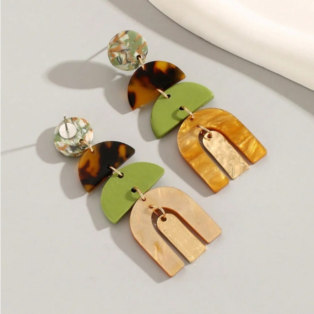 NEW Geometric Hammered Metal Ear Drop Earrings